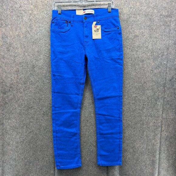 Levi’s 510 Jeans Boys 16 Regular 28x28 Blue Stretch Denim Skinny Fit Cotton New - Picture 1 of 11